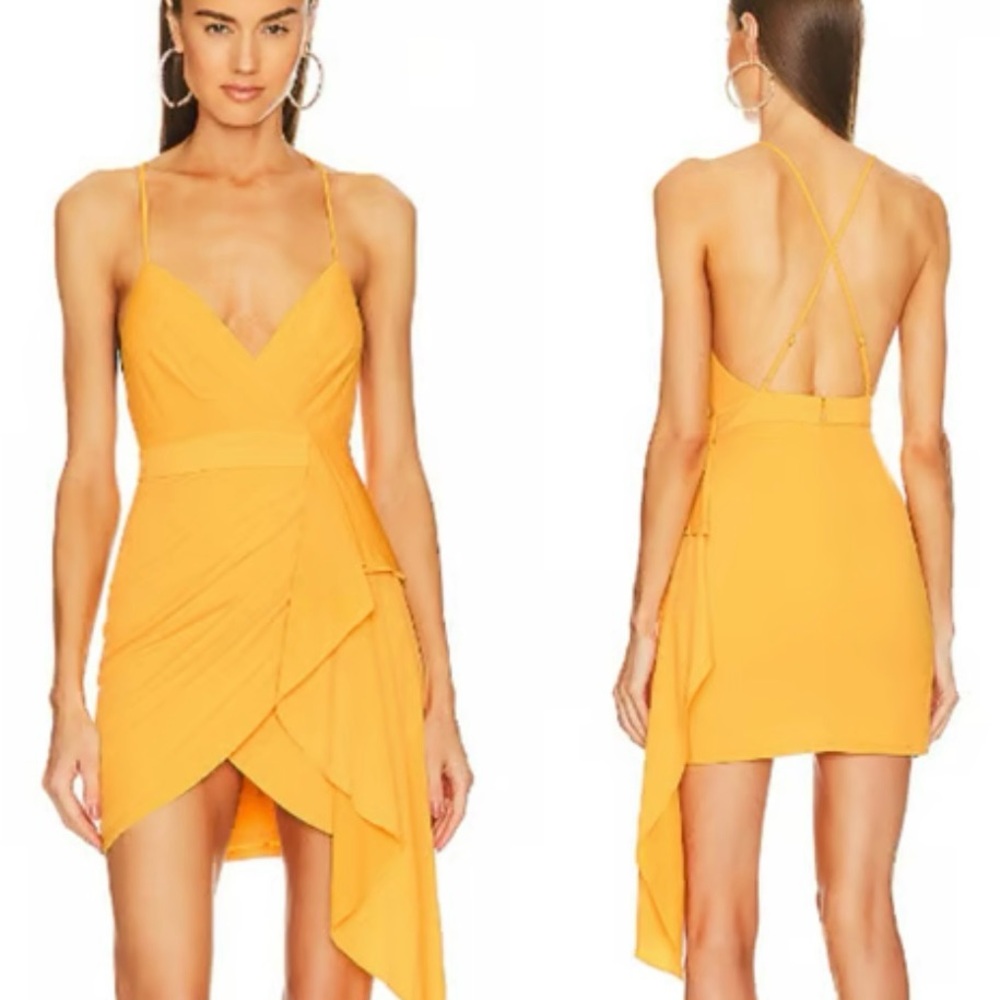 Michael Costello Asymmetrical Yellow Dress